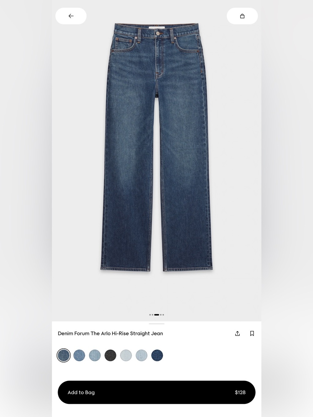 Aritzia Denim Forum Arlo High-Rise Straight Jeans - Dark Blue Wash